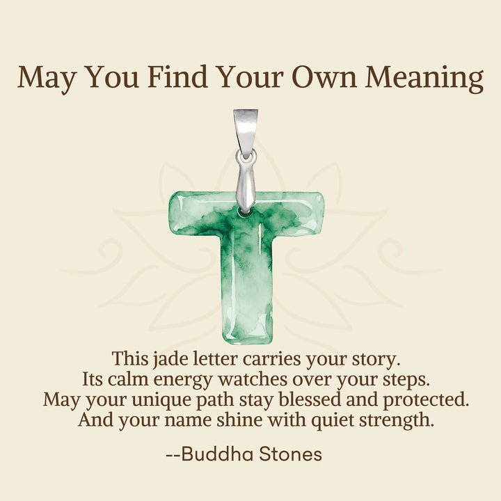 Buddha Stones "May You Find Your Own Meaning" Natural A-Z Letter Jade 925 Sterling Silver Chain Necklace Includes Gift Message Card - image 98