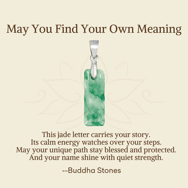 Buddha Stones "May You Find Your Own Meaning" Natural A-Z Letter Jade Titanium Steel Chain Necklace Includes Gift Message Card - image 45