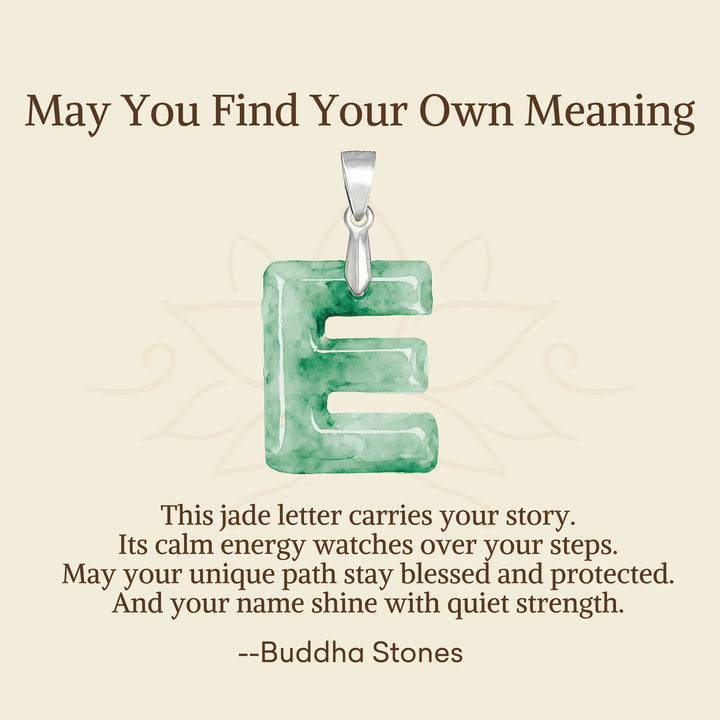 Buddha Stones "May You Find Your Own Meaning" Natural A-Z Letter Jade Titanium Steel Chain Necklace Includes Gift Message Card - image 29