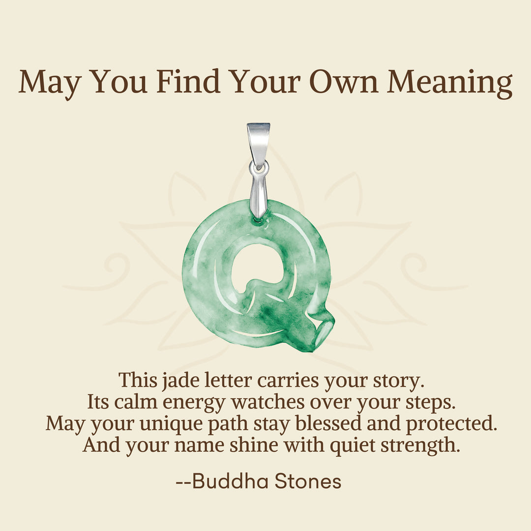 Buddha Stones "May You Find Your Own Meaning" Natural A-Z Letter Jade 925 Sterling Silver Chain Necklace Includes Gift Message Card - image 86