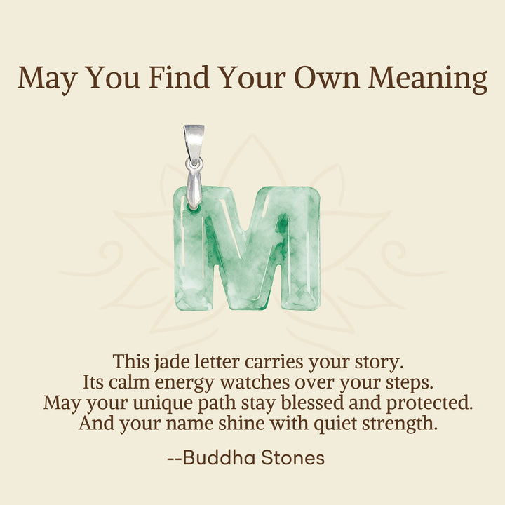 Buddha Stones "May You Find Your Own Meaning" Natural A-Z Letter Jade Titanium Steel Chain Necklace Includes Gift Message Card - image 61