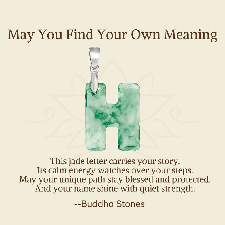 Buddha Stones "May You Find Your Own Meaning" Natural A-Z Letter Jade Titanium Steel Chain Necklace Includes Gift Message Card - image 41