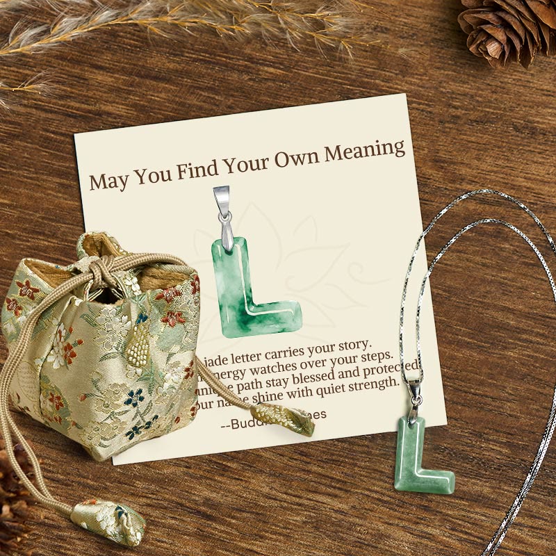 Buddha Stones "May You Find Your Own Meaning" Natural A-Z Letter Jade 925 Sterling Silver Chain Necklace Includes Gift Message Card - L - Titanium Steel Chain&Silver Chain(One Pendant) - Deluxe Gift Bag (+$9.59) - image 67