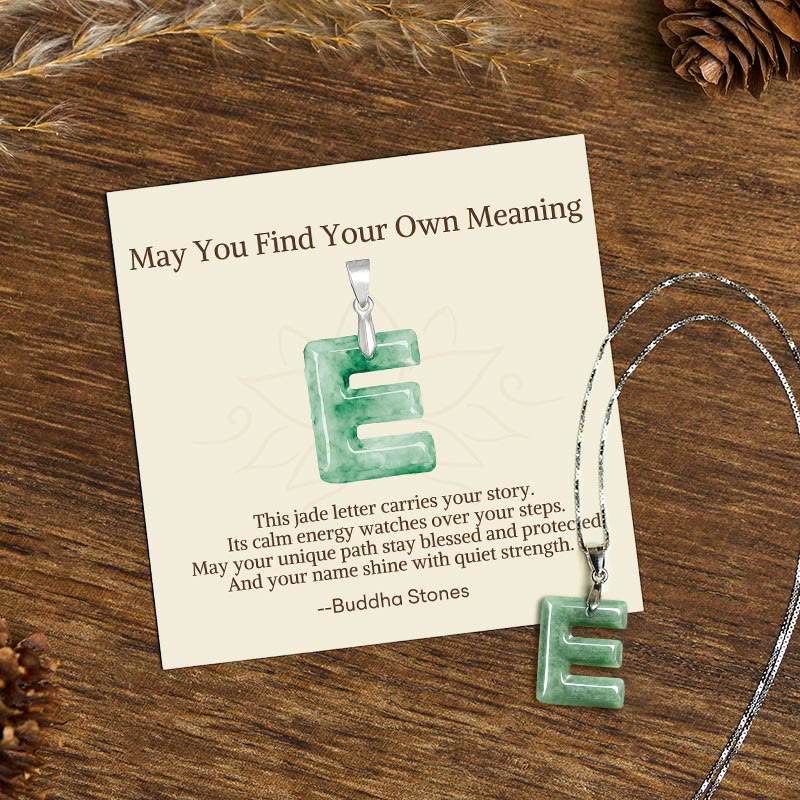 Buddha Stones "May You Find Your Own Meaning" Natural A-Z Letter Jade 925 Sterling Silver Chain Necklace Includes Gift Message Card - E - Titanium Steel Chain&Silver Chain(One Pendant) - Standard Gift Box - image 36