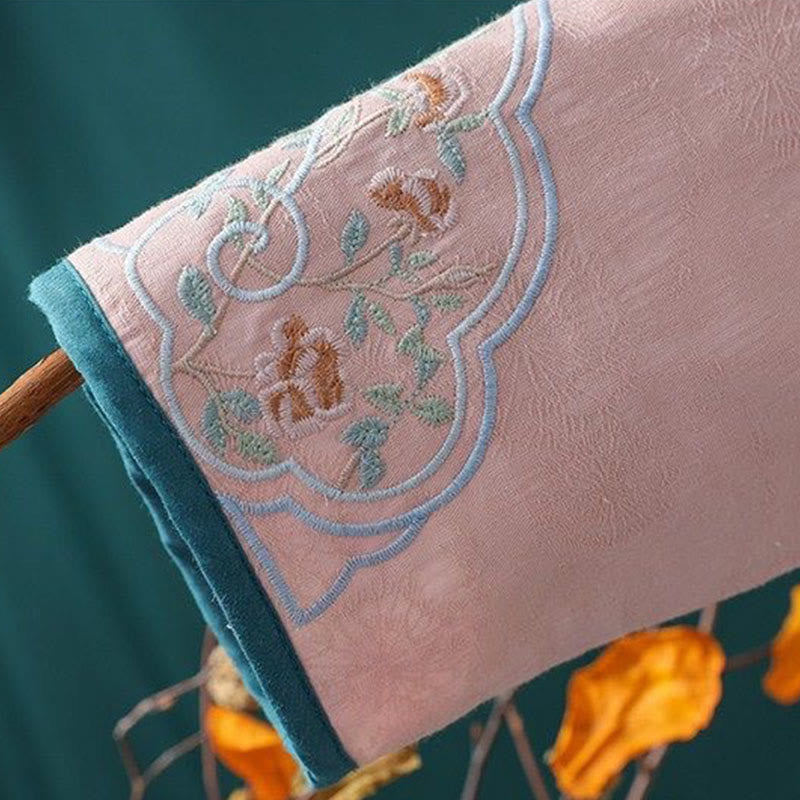 Buddha Stones Winter Frog-Button Embroidery Flowers Vines Open Front Cotton Long Sleeve Women's Thermal Jacket - image 14