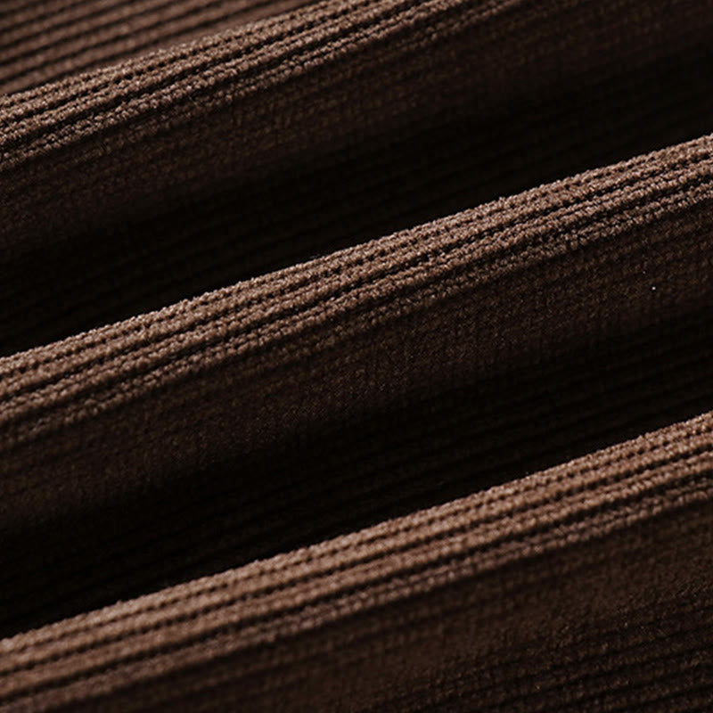 Buddha Stones Winter Button Zipper Design Elastic Waist Cotton Corduroy Men's Wide Leg Pants With Pockets - image 9