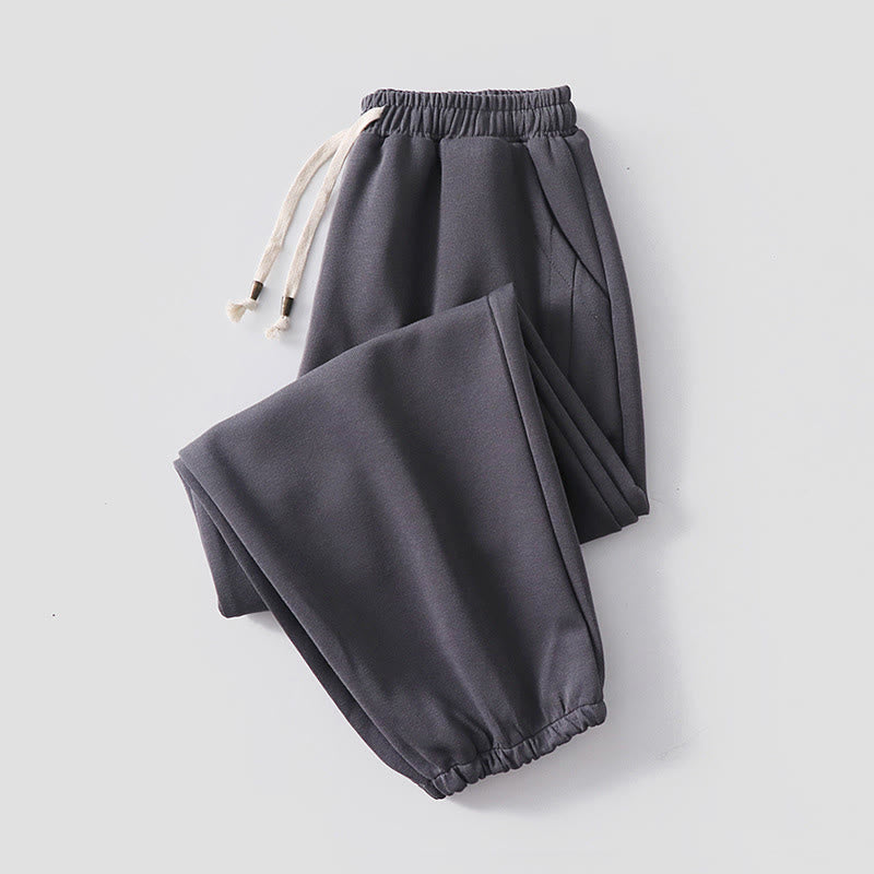 Buddha Stones Fall Winter Solid Drawstring Regular Fleece-Lined Elastic Waist Men's Cotton Harem Pants With Pockets - Dark Grey(Fleece Lined Version) - US/UK/AU54，EU64 (9XL) - image 11