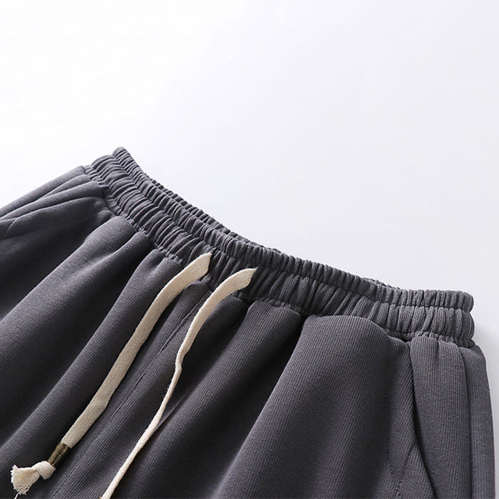 Buddha Stones Fall Winter Solid Drawstring Regular Fleece-Lined Elastic Waist Men's Cotton Harem Pants With Pockets - image 2