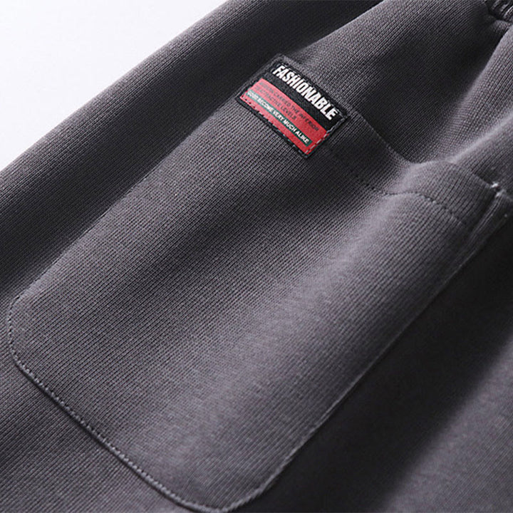 Buddha Stones Fall Winter Solid Drawstring Regular Fleece-Lined Elastic Waist Men's Cotton Harem Pants With Pockets - image 5