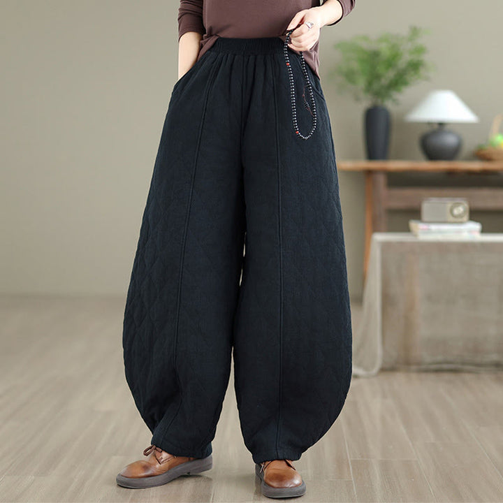Buddha Stones Winter Diamond Pattern Cotton Women's Pants With Pockets - image 14
