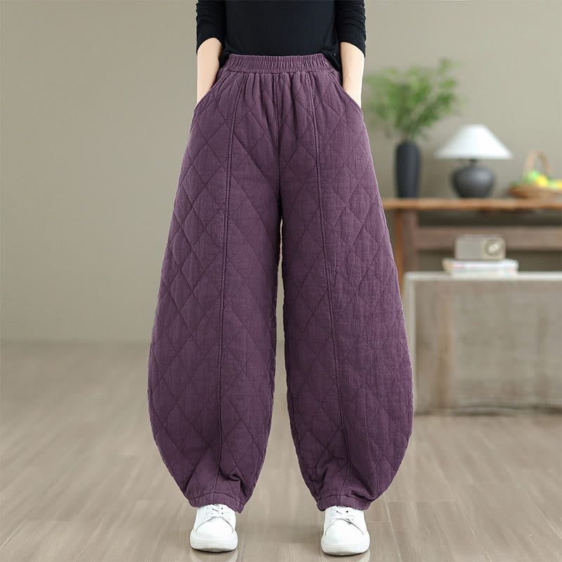 Buddha Stones Winter Diamond Pattern Cotton Women's Pants With Pockets - Purple - US8-10，UK/AU12-14，EU40-42 (2XL) - image 18