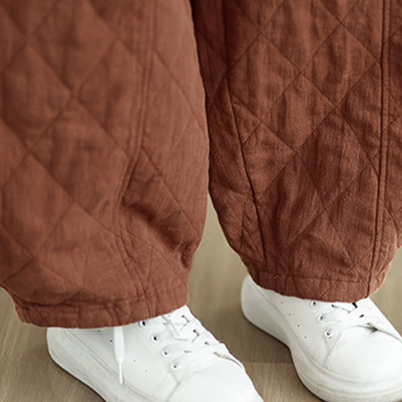 Buddha Stones Winter Diamond Pattern Cotton Women's Pants With Pockets - image 7