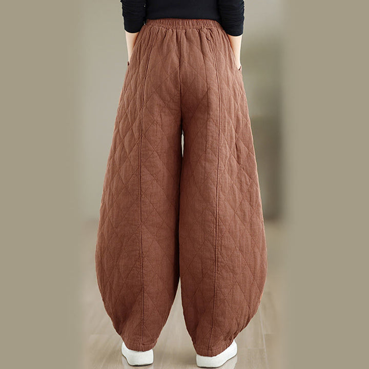 Buddha Stones Winter Diamond Pattern Cotton Women's Pants With Pockets - image 3