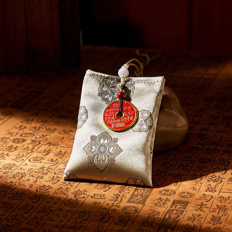 Buddha Stones Mountain Ghosts Spend Money Jacquard Embroidery Sachet Blessing Hanging Decoration - GRAY - image 4