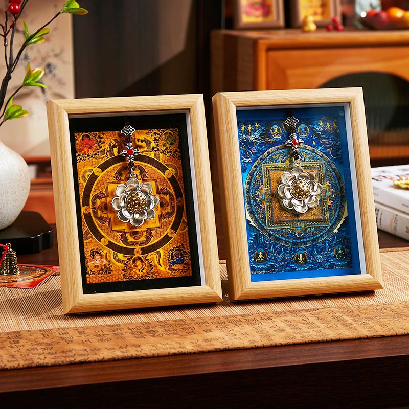 Buddha Stones Lotus Golden Ingot Thangka Photo Frame Ornament Home Decor - image 8