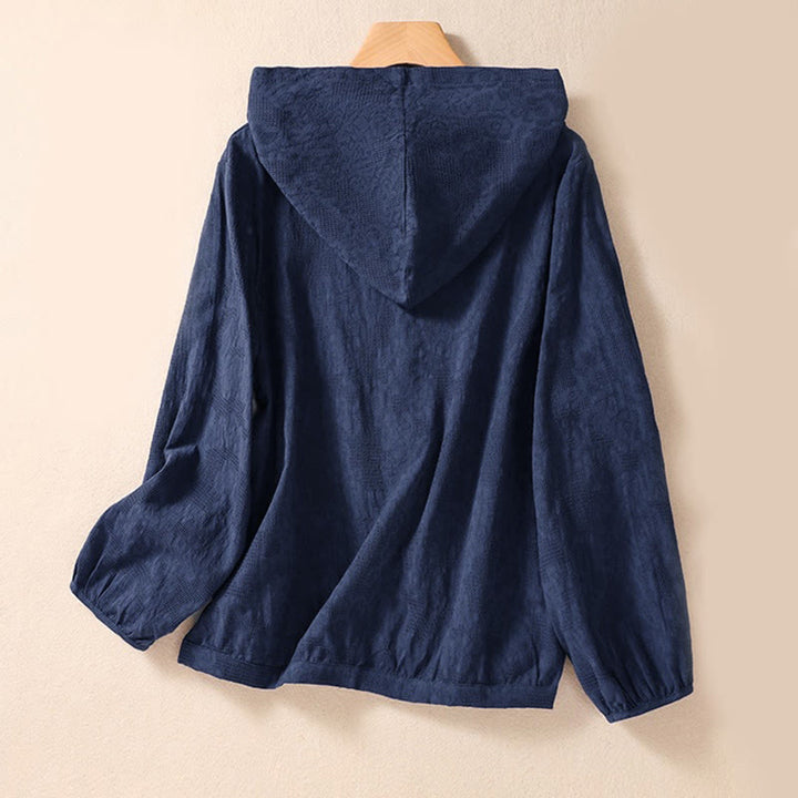 Buddha Stones Fall Jacquard Buttons Down Design Long Sleeve Women's Hoodie - image 1