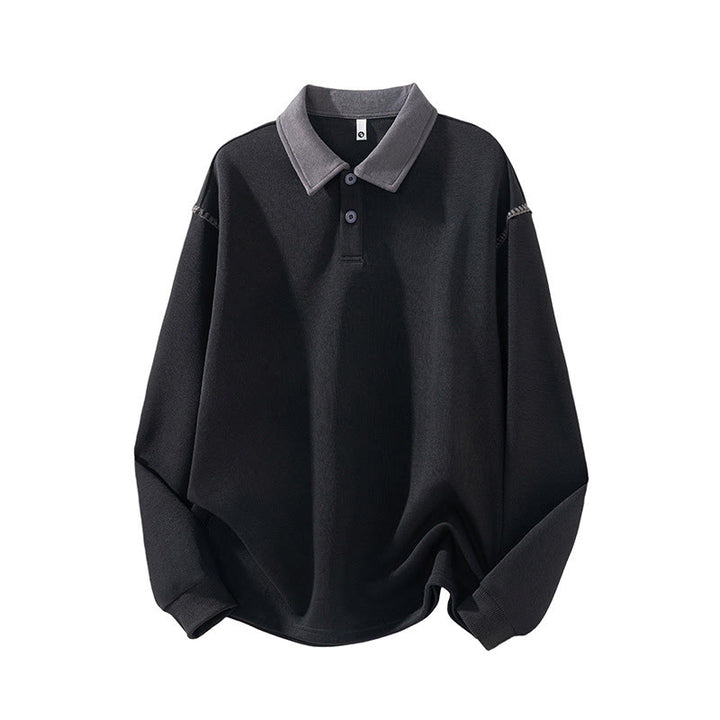 Buddha Stones Fall Polo Collar Button Men's Sweatshirt Cotton Pullover - Black - US/UK/AU44，EU54 (4XL) - image 5
