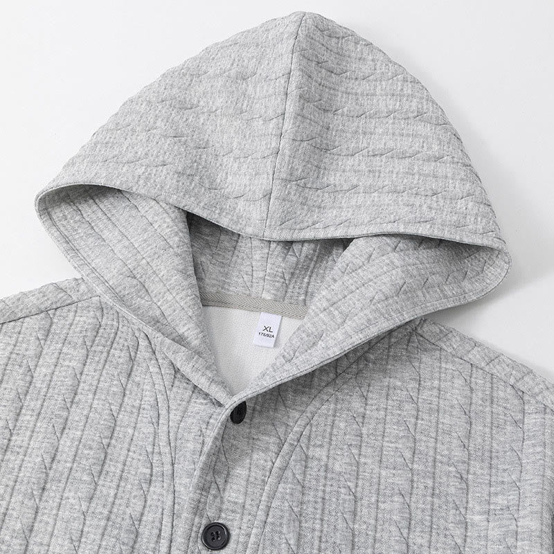 Buddha Stones Fall Winter Buttons Twisted Design Long Sleeve Men's Hoodie - image 2