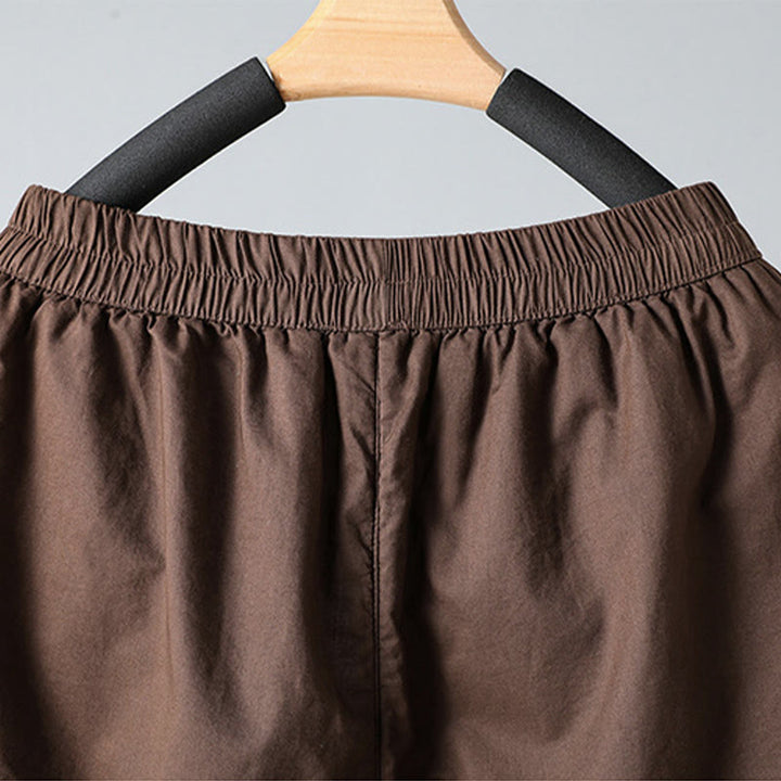 Buddha Stones Winter Elastic Waist Cotton Thermal Women's Cropped 7-8 Length Harem Pants With Pockets - image 4