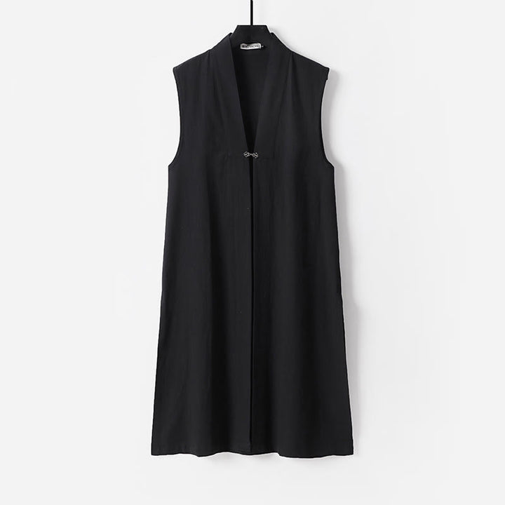 Buddha Stones 2Pcs Wudang Tai Chi Ceremony Solid Long Sleeve Men's Taoist Long Robe Kimono Sleeveless Vest Suit - image 19