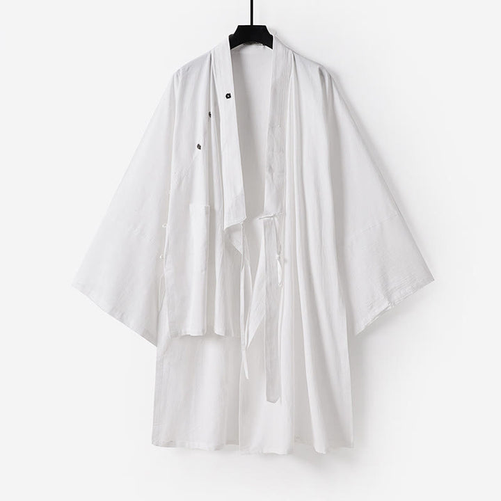Buddha Stones Wudang Traditional Tai Chi Ceremony Three Quarter Sleeve Men's Taoist Long Robe - White - US/UK/AU54，EU64 (9XL) - image 1