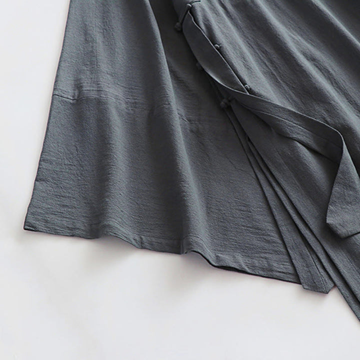 Buddha Stones Wudang Traditional Tai Chi Ceremony Three Quarter Sleeve Men's Taoist Long Robe - image 9