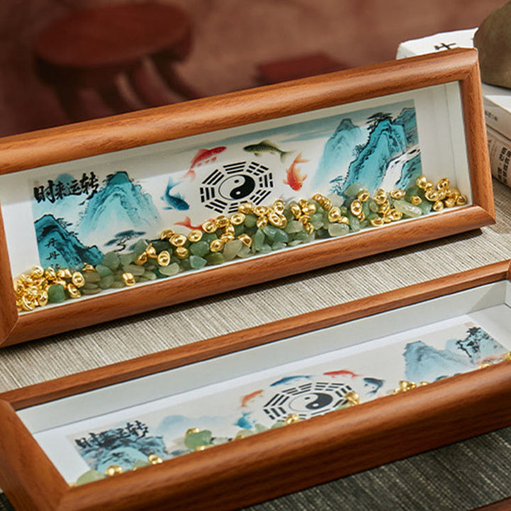 Buddha Stones Green Crystal Bagua Koi Fish Yin Yang Symbol Golden Ingot Photo Frame Ornament Home Decor - image 16