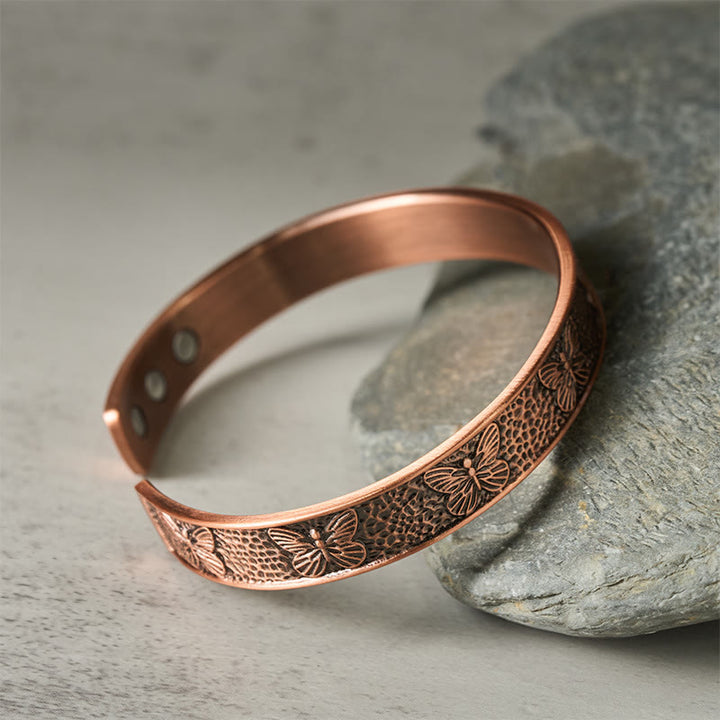 Buddha Stones Copper Open Butterfly Balance Self Care Adjustable Cuff Bracelet Bangle - image 2