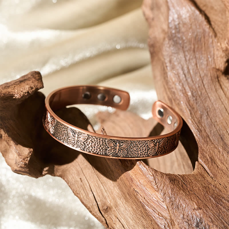 Buddha Stones Copper Open Butterfly Balance Self Care Adjustable Cuff Bracelet Bangle - image 3