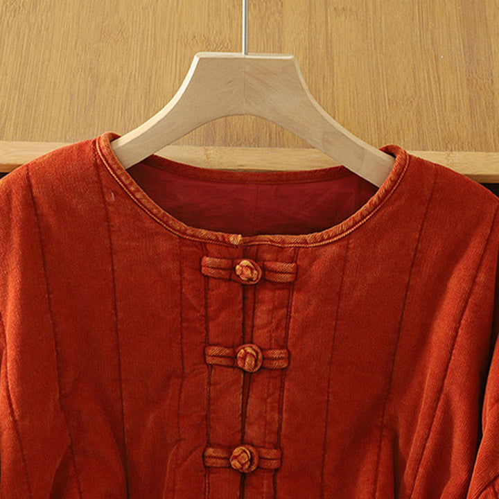 Buddha Stones Winter Frog-button Polyester Long Sleeve Corduroy Women's Jacket  - image 2