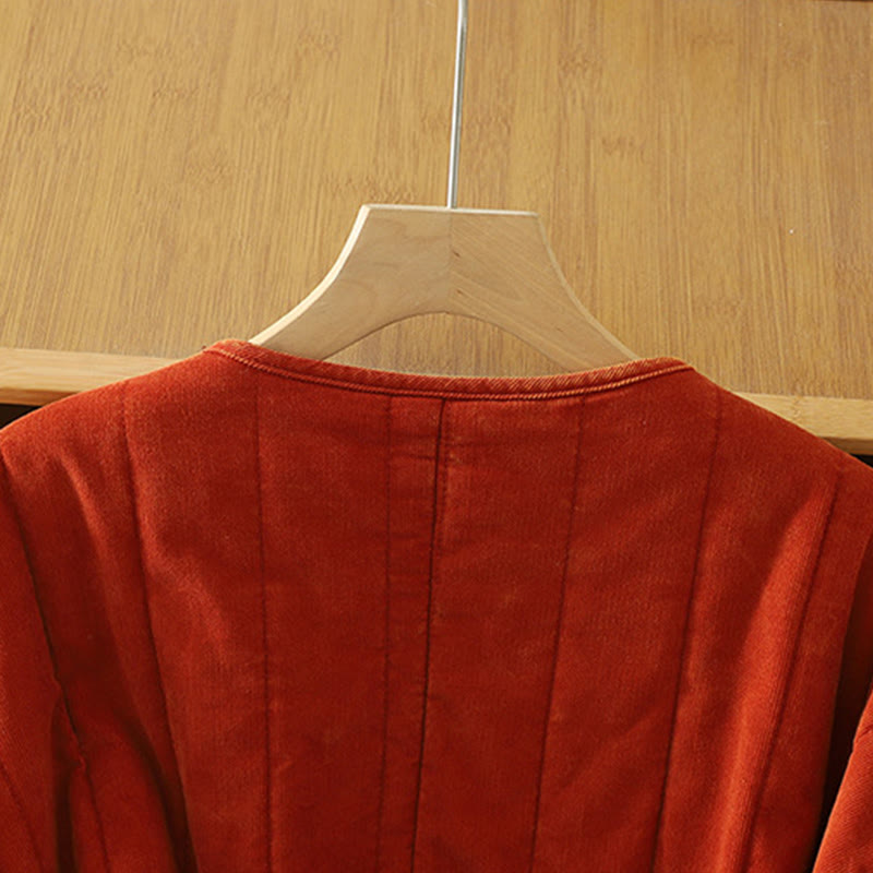 Buddha Stones Winter Frog-button Polyester Long Sleeve Corduroy Women's Jacket  - image 3