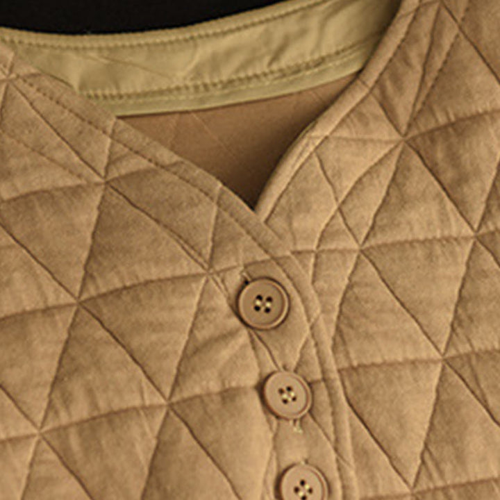 Buddha Stones Winter Cotton Long Sleeve Diamond Pattern Women's Thermal Jacket With Pockets - image 16