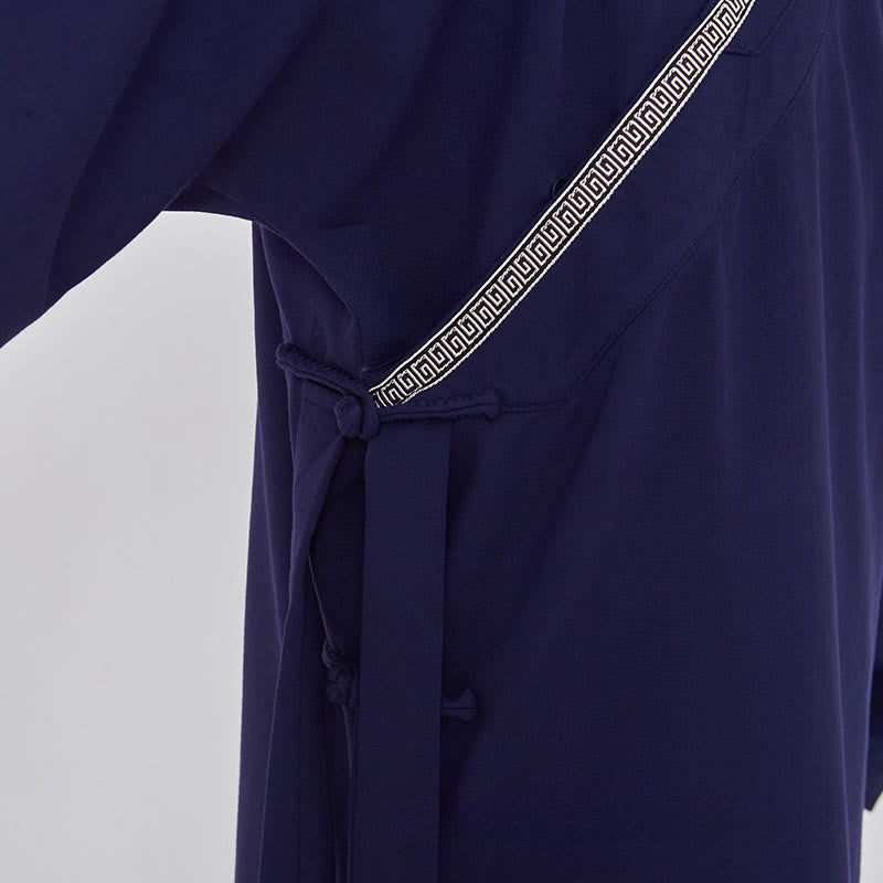 Buddha Stones 2Pcs Wudang Fall Solid Frog-Button Long Sleeve Linen Unisex Taoist Robe Kimono Pants Qigong Ceremony Suit - image 8