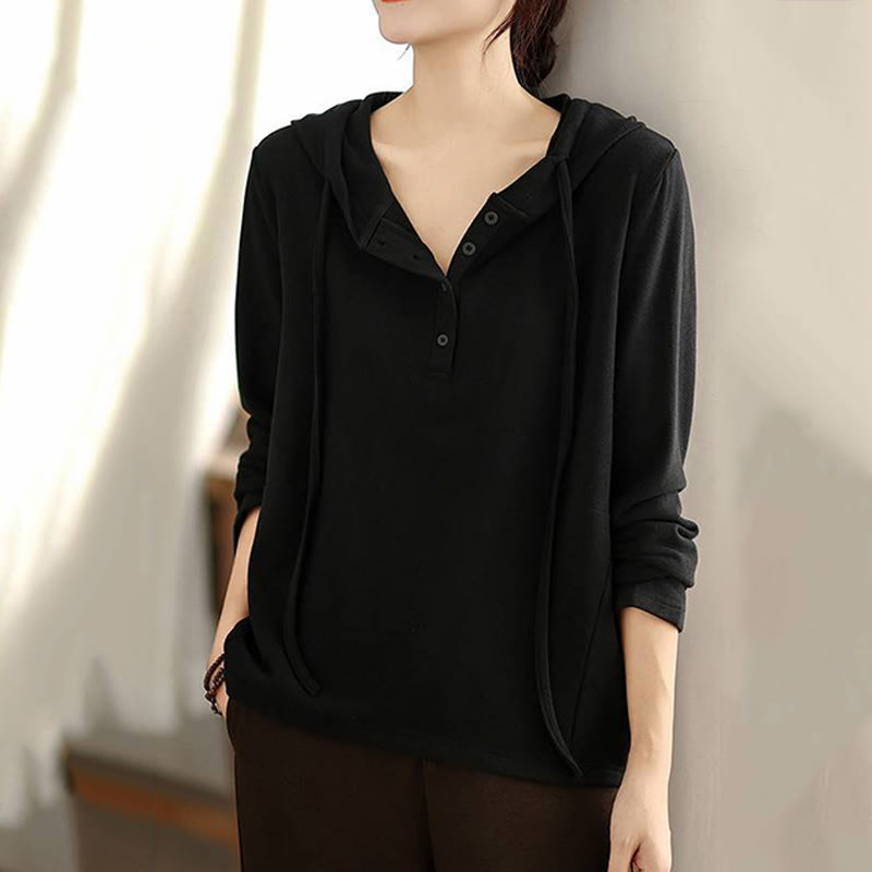 Buddha Stones Winter Solid Color Cotton Long Sleeve Women's Hoodie Has Hood - image 21