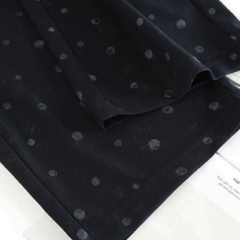 Buddha Stones Casual White Dots Pattern Polyester Women's Wide Leg Pants With Pockets - image 3