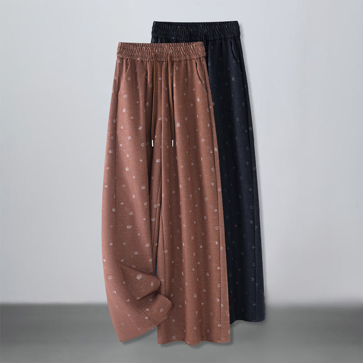 Buddha Stones Casual White Dots Pattern Polyester Women's Wide Leg Pants With Pockets - image 13