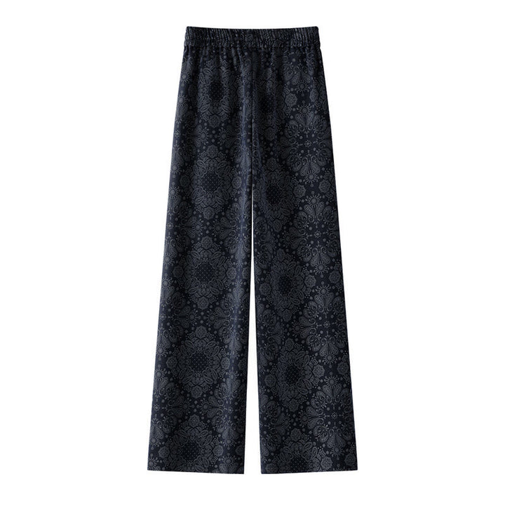 Buddha Stones Casual Floral Pattern Polyester Women's Wide Leg Pants With Pockets - image 1