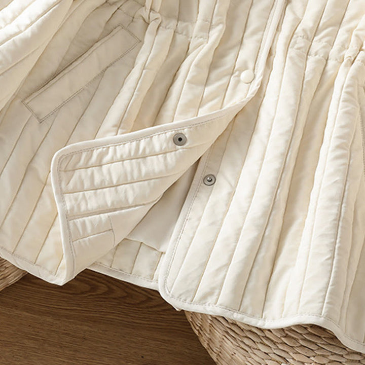 Buddha Stones Women's Plain Crew Neck Drawstring Design Long Sleeve Cotton Jacket With Pocket - image 18