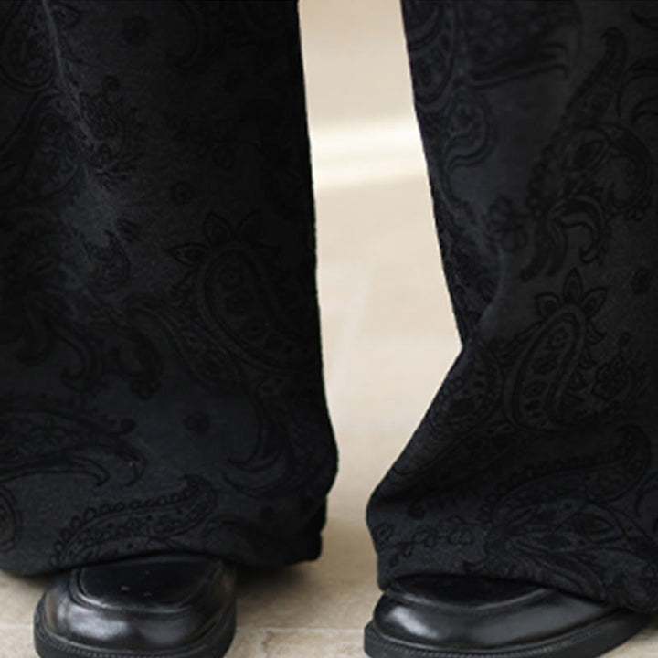 Buddha Stones Jacquard Paisley Pattern Women's Wide Leg Thermal Fleece-Lined Cotton Pants With Pockets - image 13