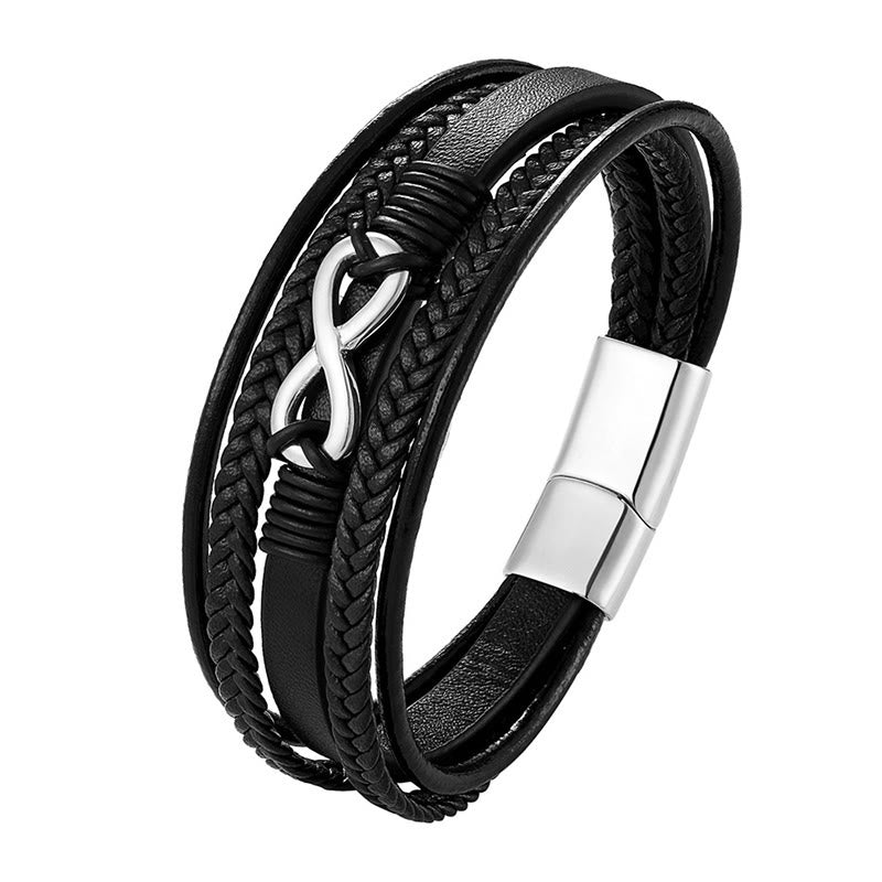 Buddha Stones Colorful Infinitely Titanium Steel Multilayered Leather Strengthen Bracelet - Silver(Wrist Circumference: 18-22cm) - image 5