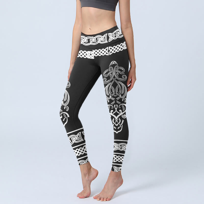 Buddha Stones Symmetrical Celtic Knot Pattern Print Gym Leggings Women's Yoga Pants - Black - US18，UK/AU22，EU50 (4XL) - image 0