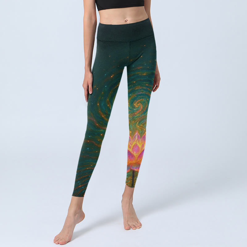 Buddha Stones Gorgeous Lotus Water Ripples Pattern Print Gym Leggings Women's Yoga Pants - image 5