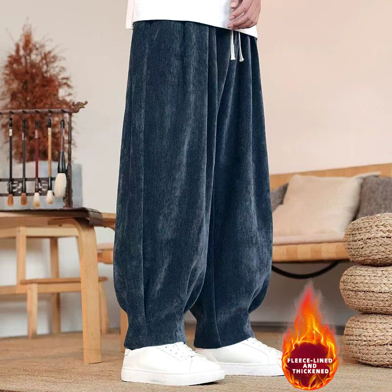 Buddha Stones Winter Pure Color Cotton Men's Harem Thickened Fleece-lined Pants With Pockets - MidnightBlue(Fleece-lined) - US/UK/AU46，EU56 (5XL) - image 24