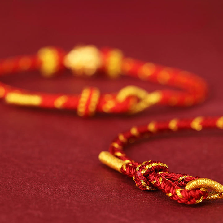 Buddha Stones 999 Gold Year Of The Horse Braided String Rope Luck Adjustable Bracelet - image 3