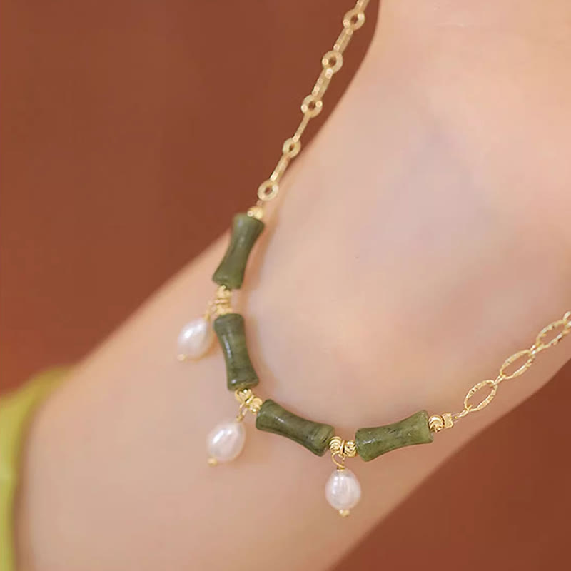 Buddha Stones Tianshan Jade Bamboo Pearl Abundance Wealth Necklace Pendant - image 3