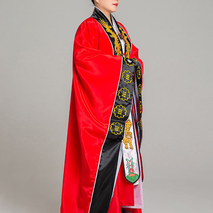 Buddha Stones Wudang Embroidery Dragon Tiger Long Wide Sleeve Unisex Taoist Robe Kimono For Qigong Ceremony - image 3