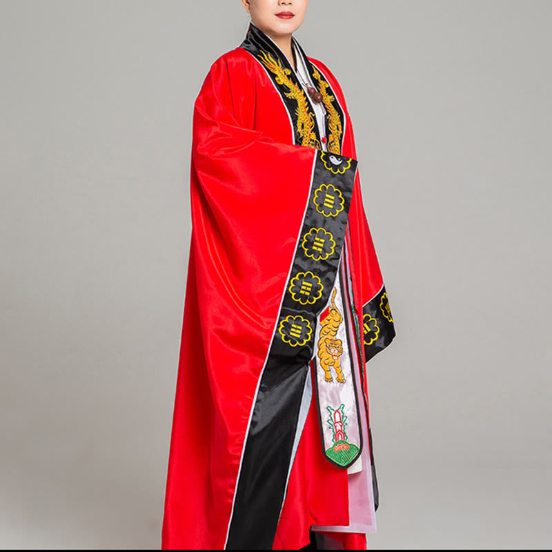 Buddha Stones Wudang Embroidery Dragon Tiger Long Wide Sleeve Unisex Taoist Robe Kimono For Qigong Ceremony - image 2