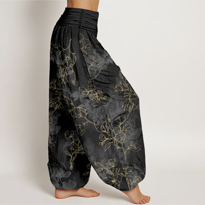 Buddha Stones Cotton Fresh Flower Bud Pattern Women's Elastic Waist Harem Pants - image 7