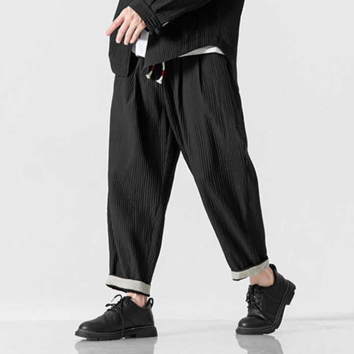 Buddha Stones Fall Solid Color Drawstring Men's Ankle-Length Harem Pants With Pockets - image 28