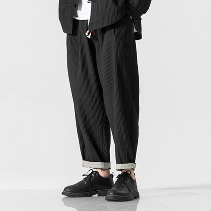Buddha Stones Fall Solid Color Drawstring Men's Ankle-Length Harem Pants With Pockets - image 29